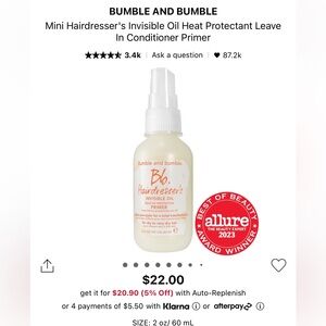Bumble and bumble hairdresser invisible oil